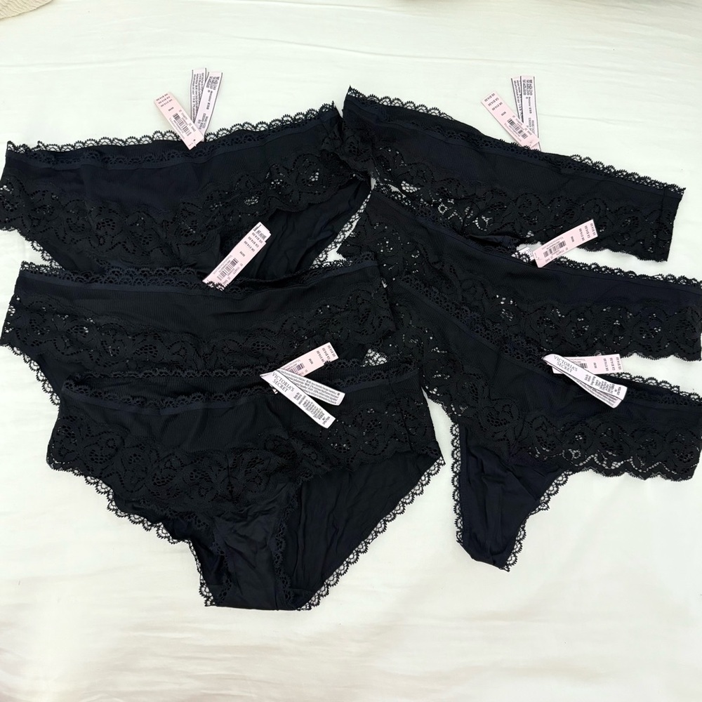 Victoria's Secret Black Lace Panties— 3 cheeky bikini NWT